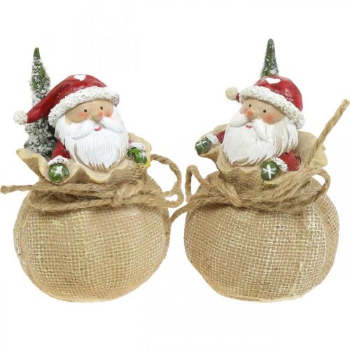 Deko figurka Santa Claus v pytli Vánoční dekorace Ø8cm/V13cm 2ks