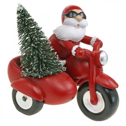 Floristik24 Dekorativní figurka Santa Claus na motorce s jedlí 19,5×13×16cm