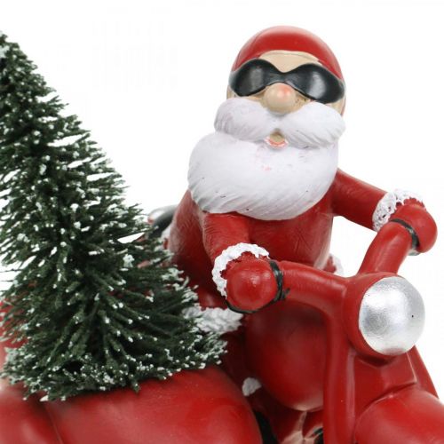 Floristik24 Dekorativní figurka Santa Claus na motorce s jedlí 19,5×13×16cm