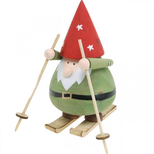Floristik24 Gnome na lyžích dekorativní figurka dřevěná Vánoční figurka Gnome V13cm