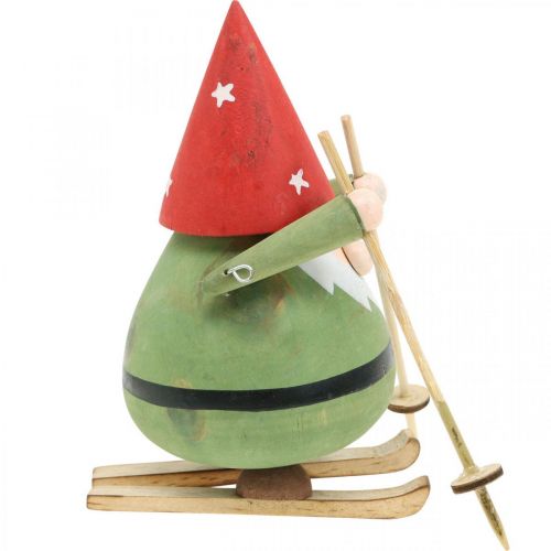 položky Gnome na lyžích dekorativní figurka dřevěná Vánoční figurka Gnome V13cm