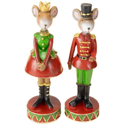 Floristik24 Vánoční dekorace myší figurky 14,5 cm červeno-zelené 2 kusy