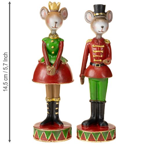 položky Vánoční dekorace myší figurky 14,5 cm červeno-zelené 2 kusy