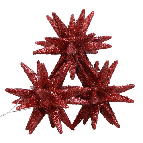 Floristik24 Vánoční ozdoby vánoční červené třpytky Ø7cm 6 ks