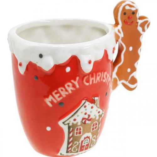Floristik24 Vánoční pohár Merry Christmas červený keramický V10,5cm