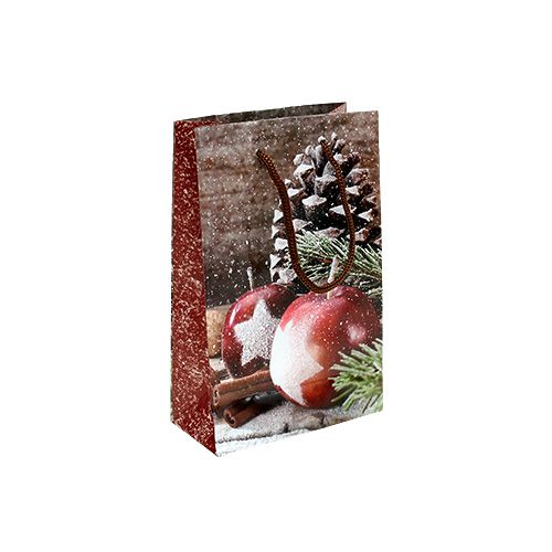 Floristik24 Vánoční taška s jablkem, motiv šišky 12x19cm 1ks