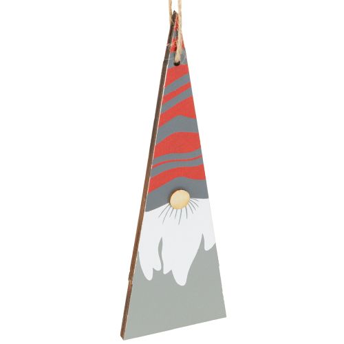 Floristik24 Vánoční trpaslíci dřevění k zavěšení šedočervení 15/19,5 cm 8 ks