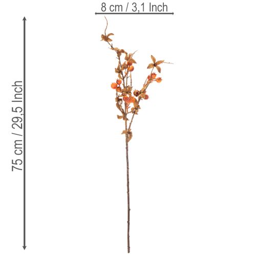 Umělá větvička hlohu, podzimní dekorace, 75 cm | Floristik24.cz