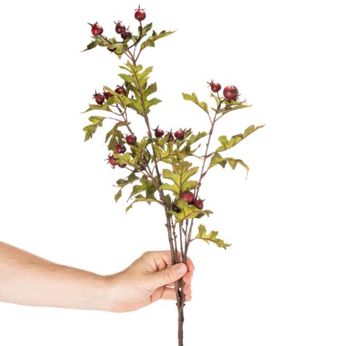 Umělá větvička hlohu s červenými bobulemi, dekorace, 110 cm | Floristik24.cz