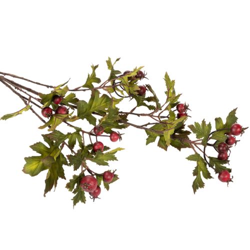 Umělá větvička hlohu s červenými bobulemi, dekorace, 110 cm | Floristik24.cz