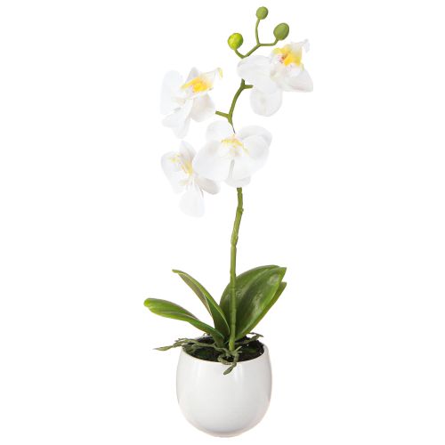 Umělé květiny bílé orchideje v květináči Phalaenopsis V33cm