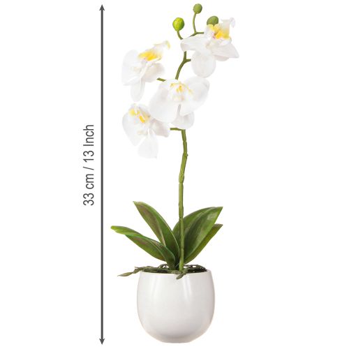 položky Umělé květiny bílé orchideje v květináči Phalaenopsis V33cm