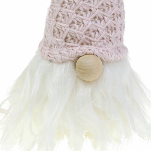 položky Gnome s vlněným kloboukem růžová / bílá 43cm 2ks