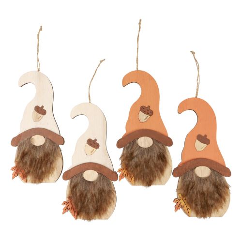 položky Přívěsek Gnome dřevěná dekorace podzimní trpaslíci 21×10,5cm 4 ks