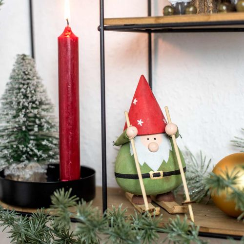 položky Gnome na lyžích dekorativní figurka dřevěná Vánoční figurka Gnome V13cm