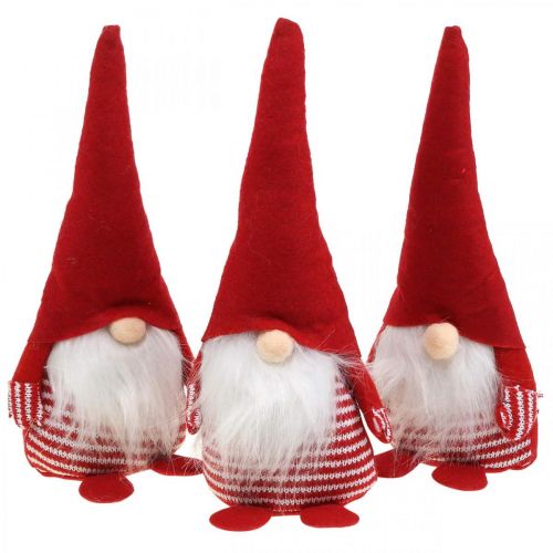 Floristik24 Trpaslík s plnovousem, adventní dekorace, ozdobný trpaslík V24cm Š9cm 3ks