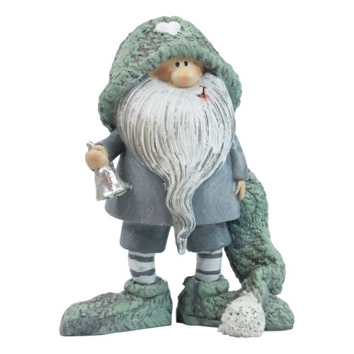 Floristik24 Gnome Vánoční ozdobná figurka skřítka šedá zelená 10,5×7×14cm