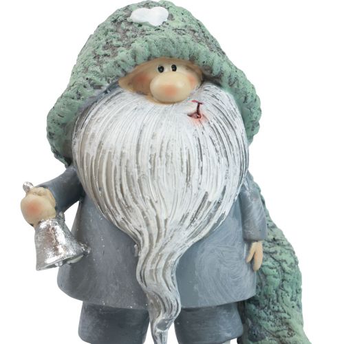 Floristik24 Gnome Vánoční ozdobná figurka skřítka šedá zelená 10,5×7×14cm
