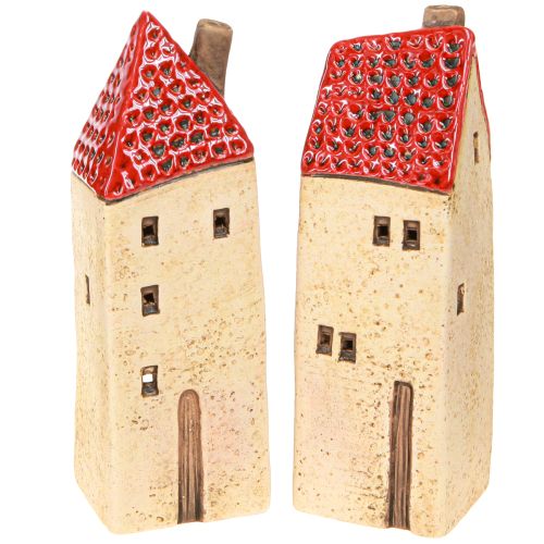 Adventní lucerna s keramickým domečkem, podzimní dekorace V18/18,5 cm 2 ks