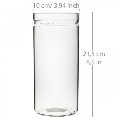 Floristik24 Váza na květiny, skleněný válec, kulatá skleněná váza Ø10cm V21,5cm