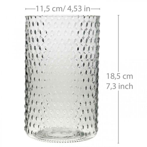 Floristik24 Váza na květiny, skleněná váza, sklo svíčky, skleněná lucerna Ø11,5cm H18,5cm