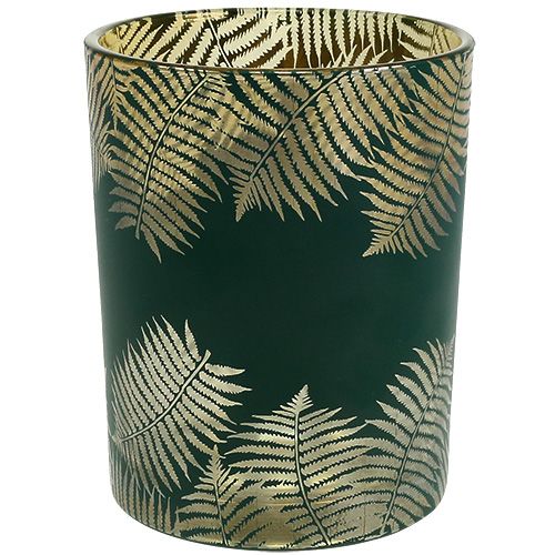 Lucerna skleněná kapradina zelená Ø10cm V12,5cm