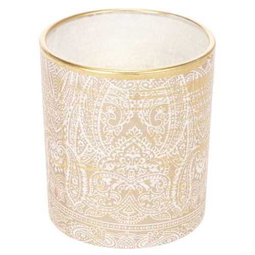 Skleněný svícen na čajové svíčky s paisley vzorem, Ø8cm, V9cm, 2 kusy | Floristik24.cz