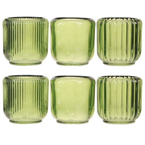 položky Lucerna Skleněný svícen na čajovou svíčku Retro Green 8cm 6 ks