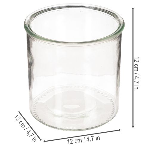 Skleněný držák na čajové svíčky, kulatý, čiré sklo, univerzální, 12 cm, 2 kusy | Floristik24.cz
