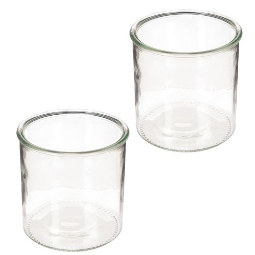 Skleněný držák na čajové svíčky, kulatý, čiré sklo, univerzální, 12 cm, 2 kusy | Floristik24.cz