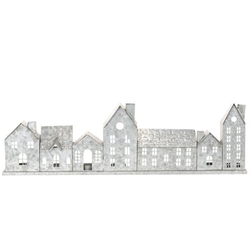 Dekorativní řada domečků s držáky na čajové svíčky, adventní dekorace, 68 cm