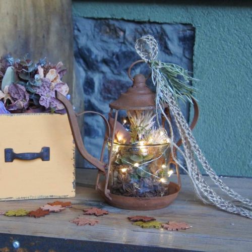 Floristik24 Lucerna kovová skleněná konvice patina dekorace Ø15cm V26cm