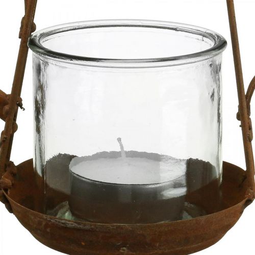 Floristik24 Lucerna kovová skleněná konvice patina dekorace Ø15cm V26cm