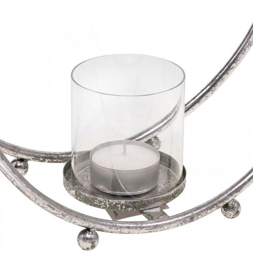 položky Lucerna kovový svícen stříbrné sklo Ø33cm