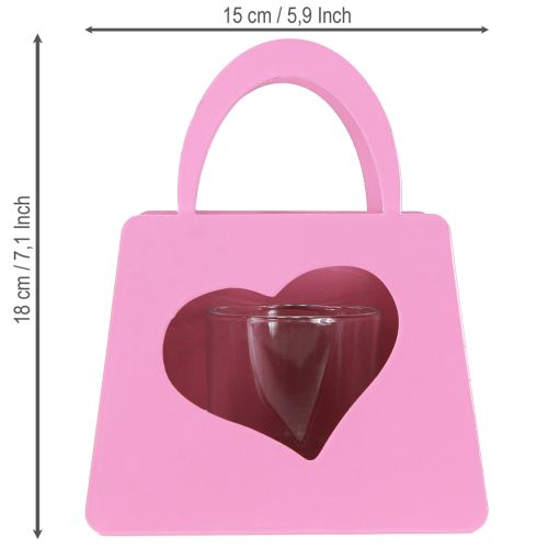 položky Kovová lucerna se skleněnou vložkou, růžová, V18cm, 2 ks