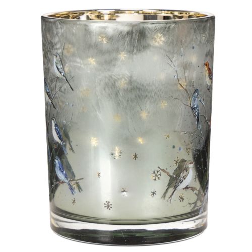 Svícen s ptáčky, zimní design, lesklý, 12 cm | Floristik24.cz