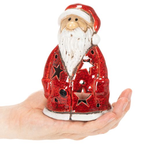 Dekorativní figurka Santa Clause jako svíčka na čajové svíčky s hvězdami, dekorace na stůl, 15 cm | Floristik24.cz