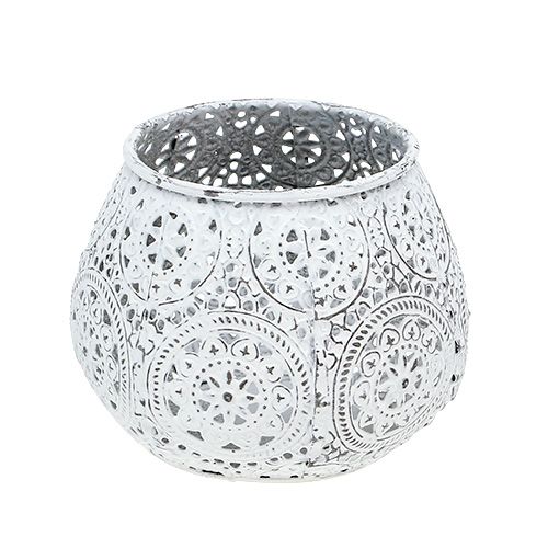 Floristik24 Lucerna bílá se vzorem Ø10cm V8cm 1ks