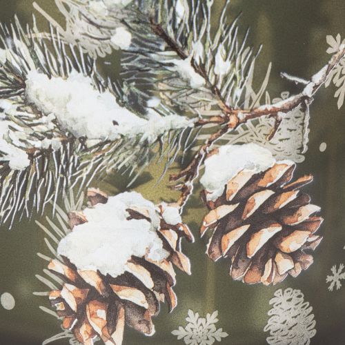 Skleněný svícen na čajové svíčky s borovicovými šiškami a sněhovými vločkami, 15 cm | Floristik24.cz