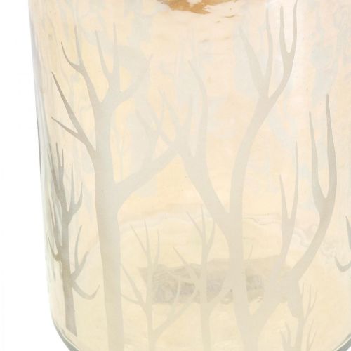 položky Lucerna Sklo Deco Trees Hnědá sklenice na čajovou svíčku Ø9,5cm H13,5cm
