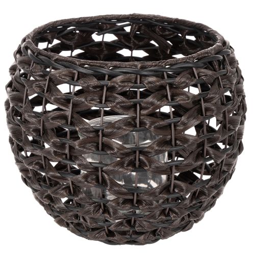 Pletený svícen na čajové svíčky, černý a hnědý, letní dekorace, Ø31cm V25cm nakoupit | Floristik24.cz