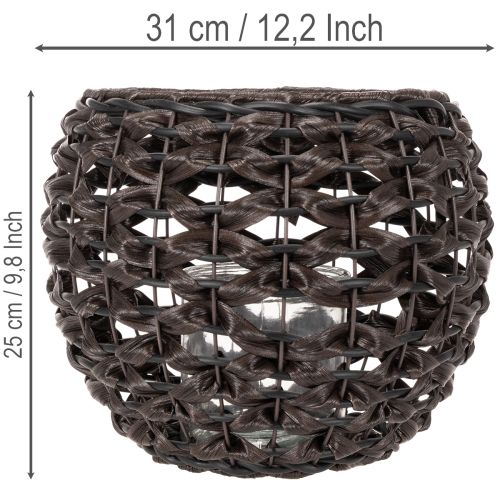 Pletený svícen na čajové svíčky, černý a hnědý, letní dekorace, Ø31cm V25cm | Floristik24.cz