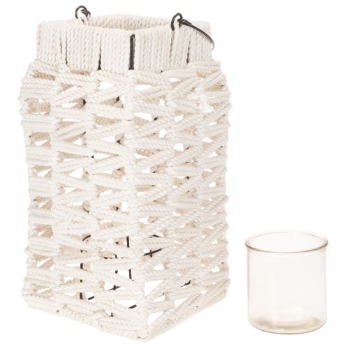 Závěsná lucerna, letní dekorace, makramé V35,5 cm Š19 cm | Floristik24.cz