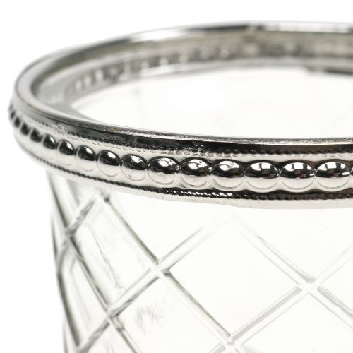 Floristik24 Skleněný diamant na čajovou svíčku s kovovým okrajem Ø8cm V5,5cm 4ks