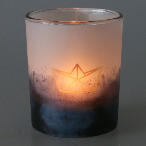 Floristik24 Světla větru modrá a bílá s lodí a rybou Ø6cm