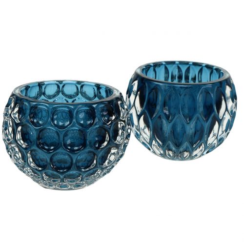 Floristik24 Skleněné lucerny tmavě modré Ø8cm V6cm 2ks