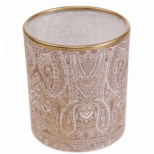 položky Lucerna Skleněný držák na čajovou svíčku Paisley vzor Ø8cm V9cm 2ks