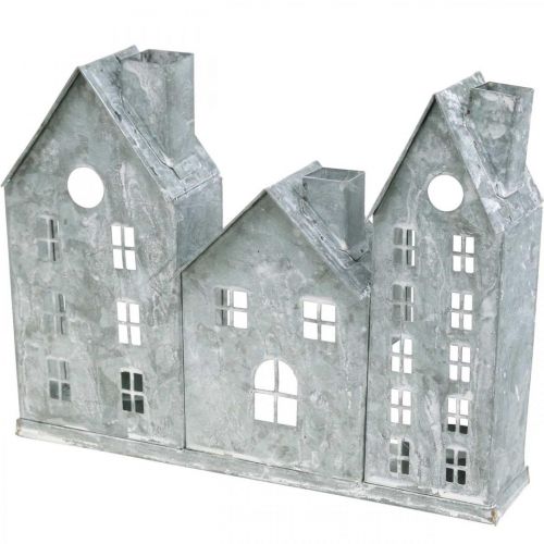 položky Okenní dekorace Vánoce, lucerna, dioráma domeček série, kovová dekorace stříbrná shabby chic L20cm H20cm