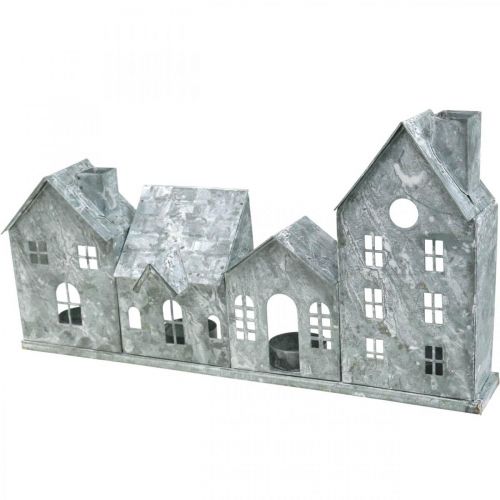 Floristik24 Světelné domečky, kovová lucerna, okenní dekorace, adventní, stříbrná shabby chic L37,5cm H20cm