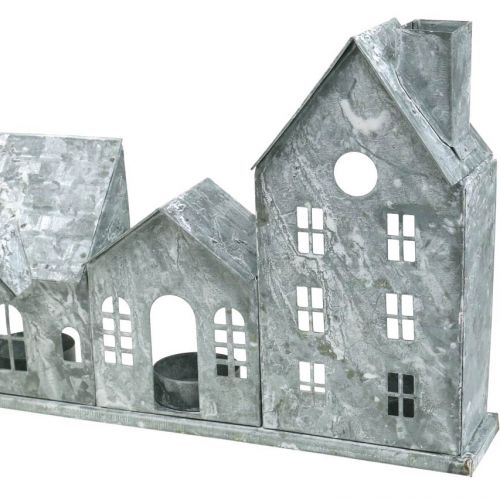 Floristik24 Světelné domečky, kovová lucerna, okenní dekorace, adventní, stříbrná shabby chic L37,5cm H20cm